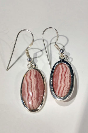 Rhodochrosite Earrings, Sterling Silver