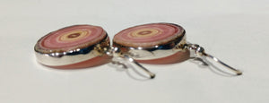 Rhodochrosite Stalactite Slice Earrings, Sterling Silver