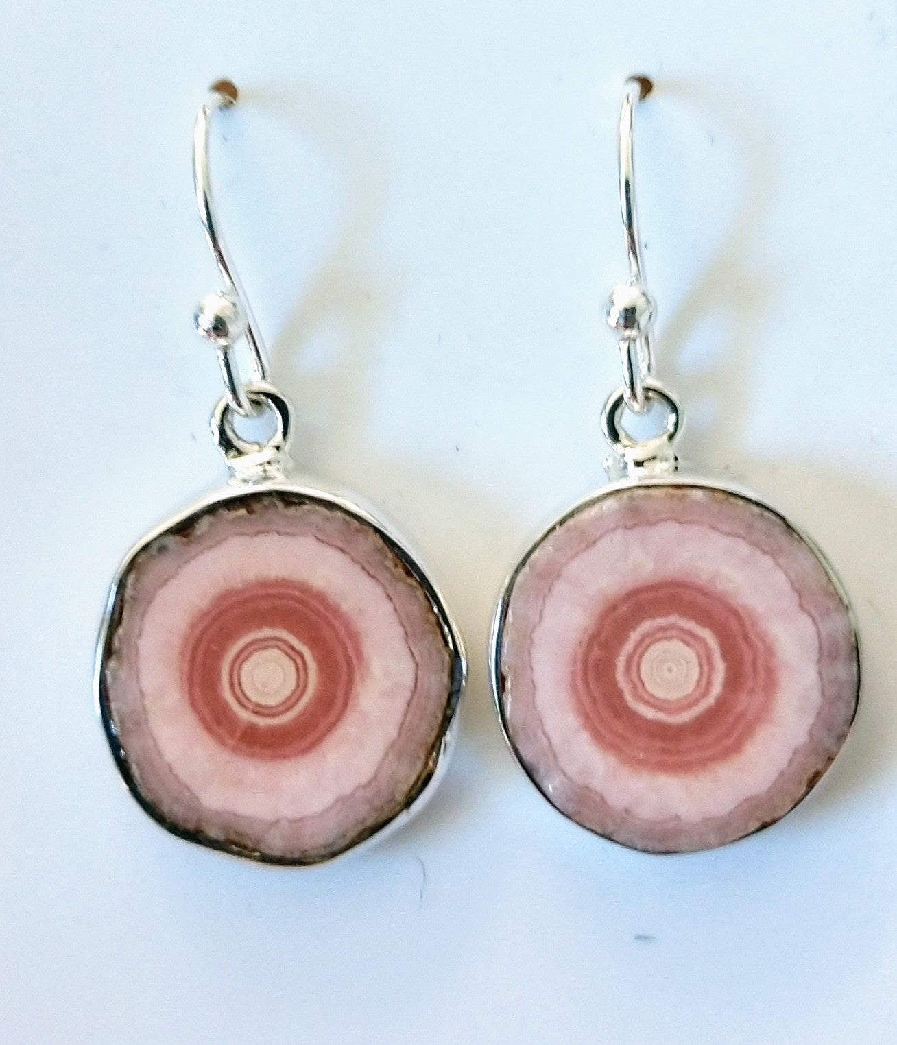 Rhodochrosite stalactite slice earrings