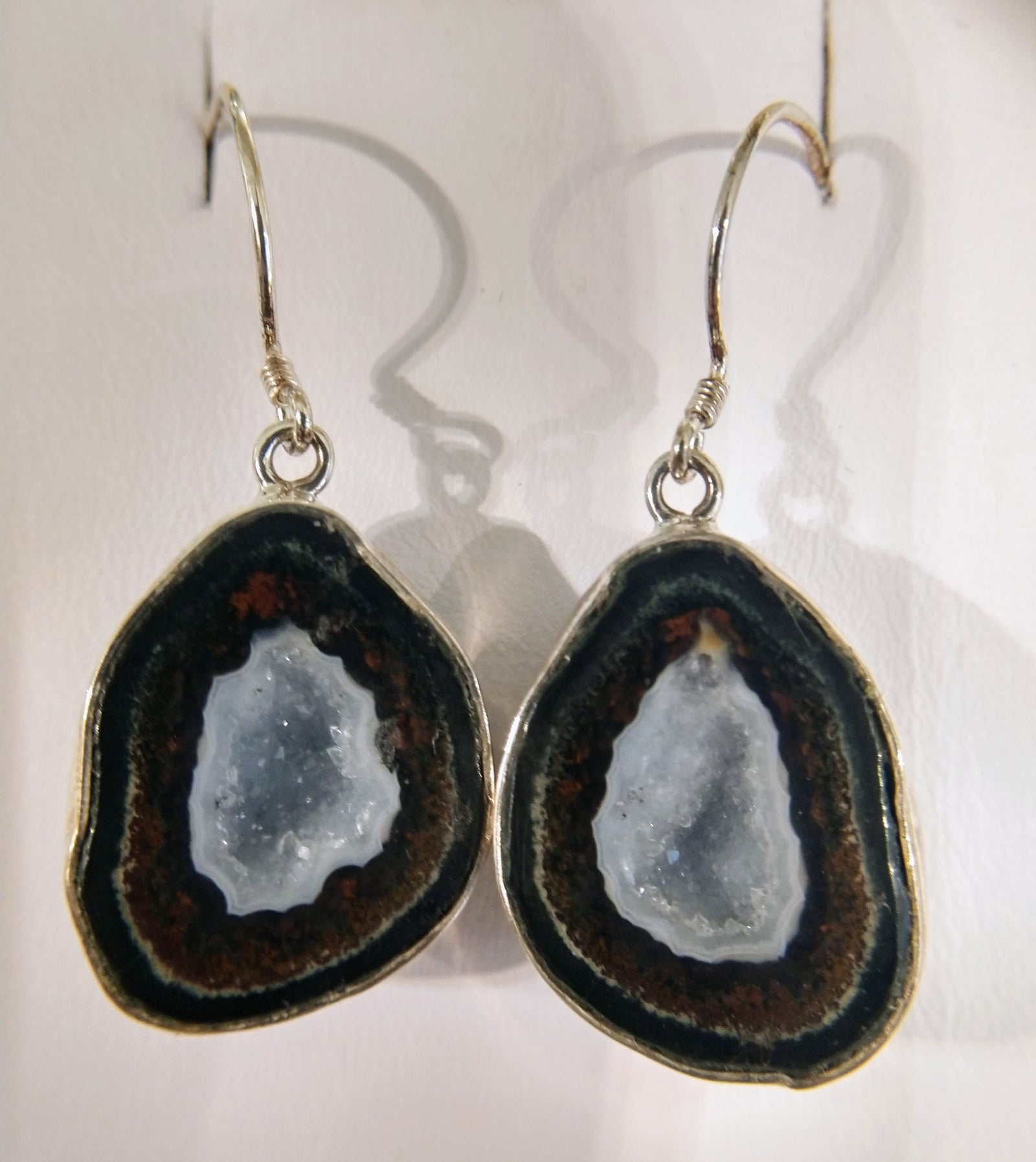 Geode earrings in sterling silver