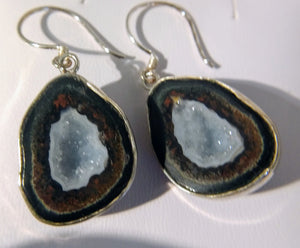 Geode earrings in sterling silver