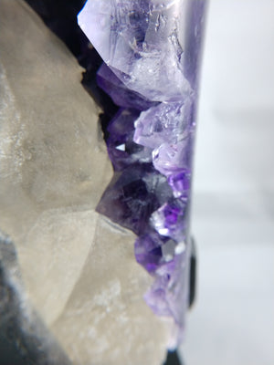 Amethyst w/ calcite formation on custom rotating metal stand