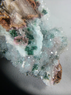 Quartz with Malachite and Spherocobaltite