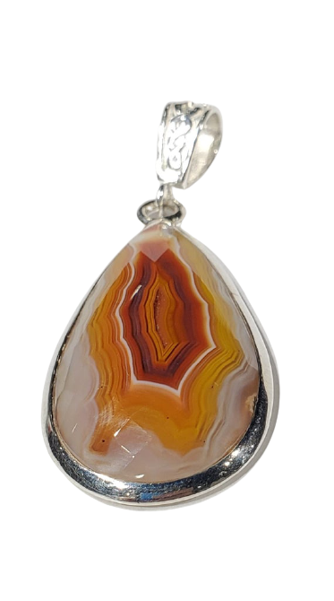 Faceted Agate Pendant w/ Chain