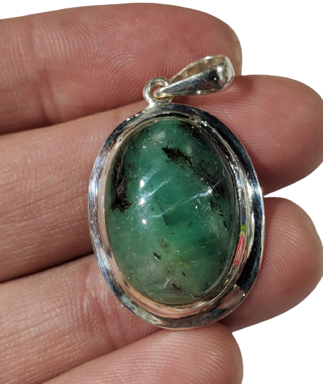 Emerald Pendant in Sterling Silver