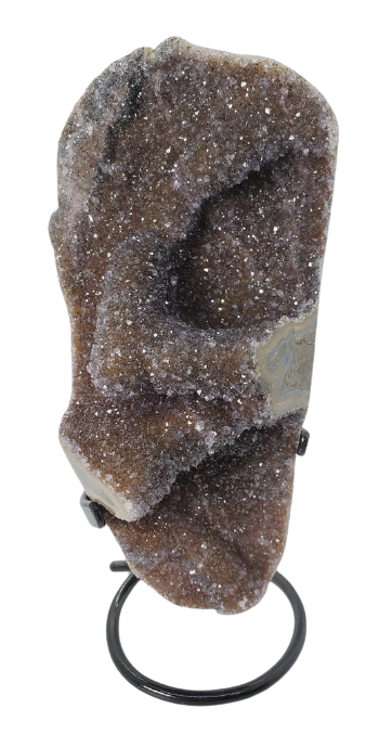 Druzy Quartz Formation on Custom Metal Stand (Uruguay)
