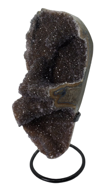 Druzy Quartz Formation on Custom Metal Stand (Uruguay)