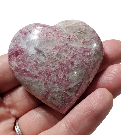 Pink Tourmaline, Lepidolite, and Cleavelandite Heart (Madagascar)