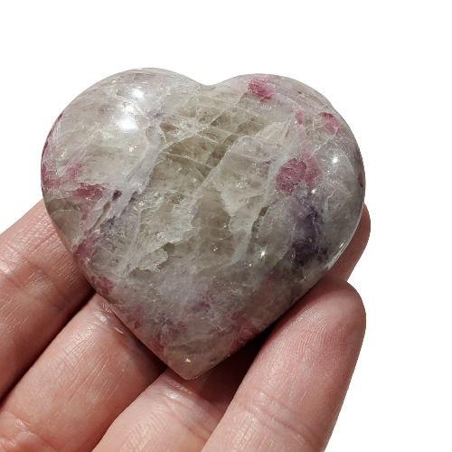 Pink Tourmaline, Lepidolite, and Cleavelandite Heart (Madagascar)