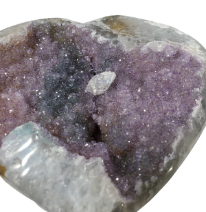 Druzy Amethyst and Calcite Heart (Uruguay)