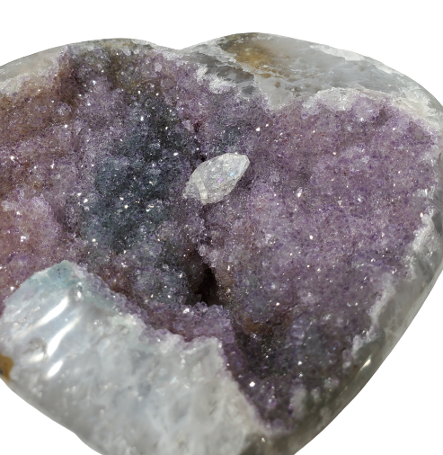 Druzy Amethyst and Calcite Heart (Uruguay)