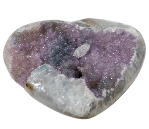 Druzy Amethyst and Calcite Heart (Uruguay)