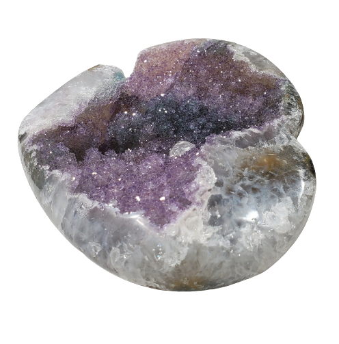 Druzy Amethyst and Calcite Heart (Uruguay)