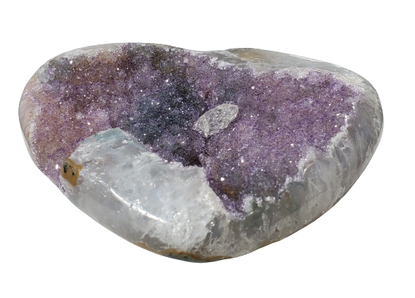 Druzy Amethyst and Calcite Heart (Uruguay)