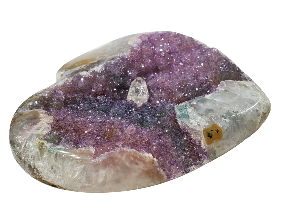 Druzy Amethyst and Calcite Heart (Uruguay)