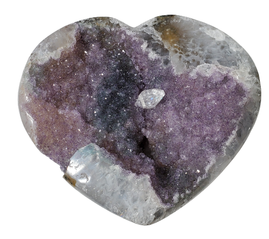 Druzy Amethyst and Calcite Heart (Uruguay)