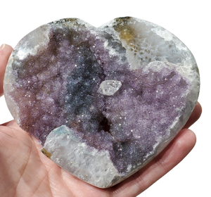 Druzy Amethyst and Calcite Heart (Uruguay)