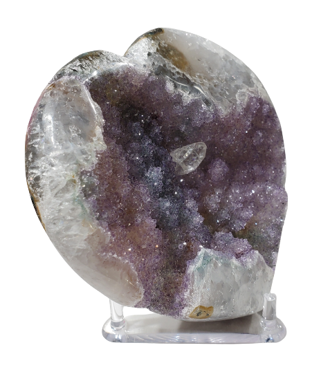 Druzy Amethyst and Calcite Heart (Uruguay)