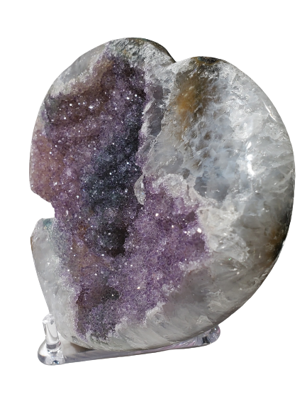 Druzy Amethyst and Calcite Heart (Uruguay)