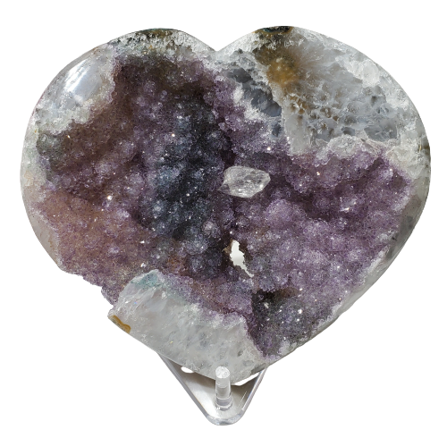 Druzy Amethyst and Calcite Heart (Uruguay)