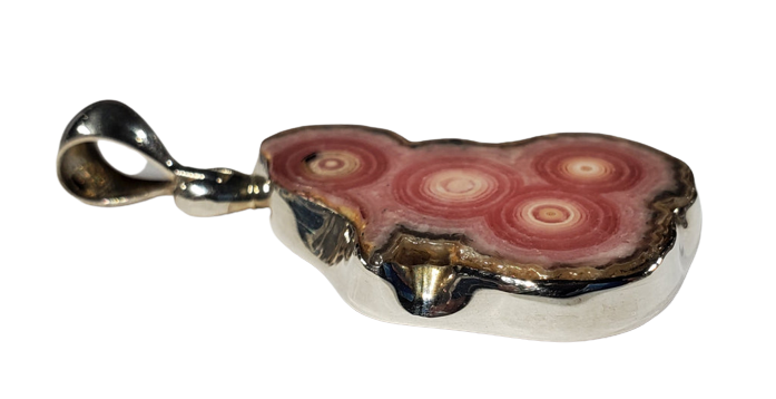 Rhodochrosite Stalactite Slice Pendant