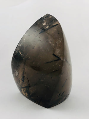 Tourmalinated smoky quartz free form