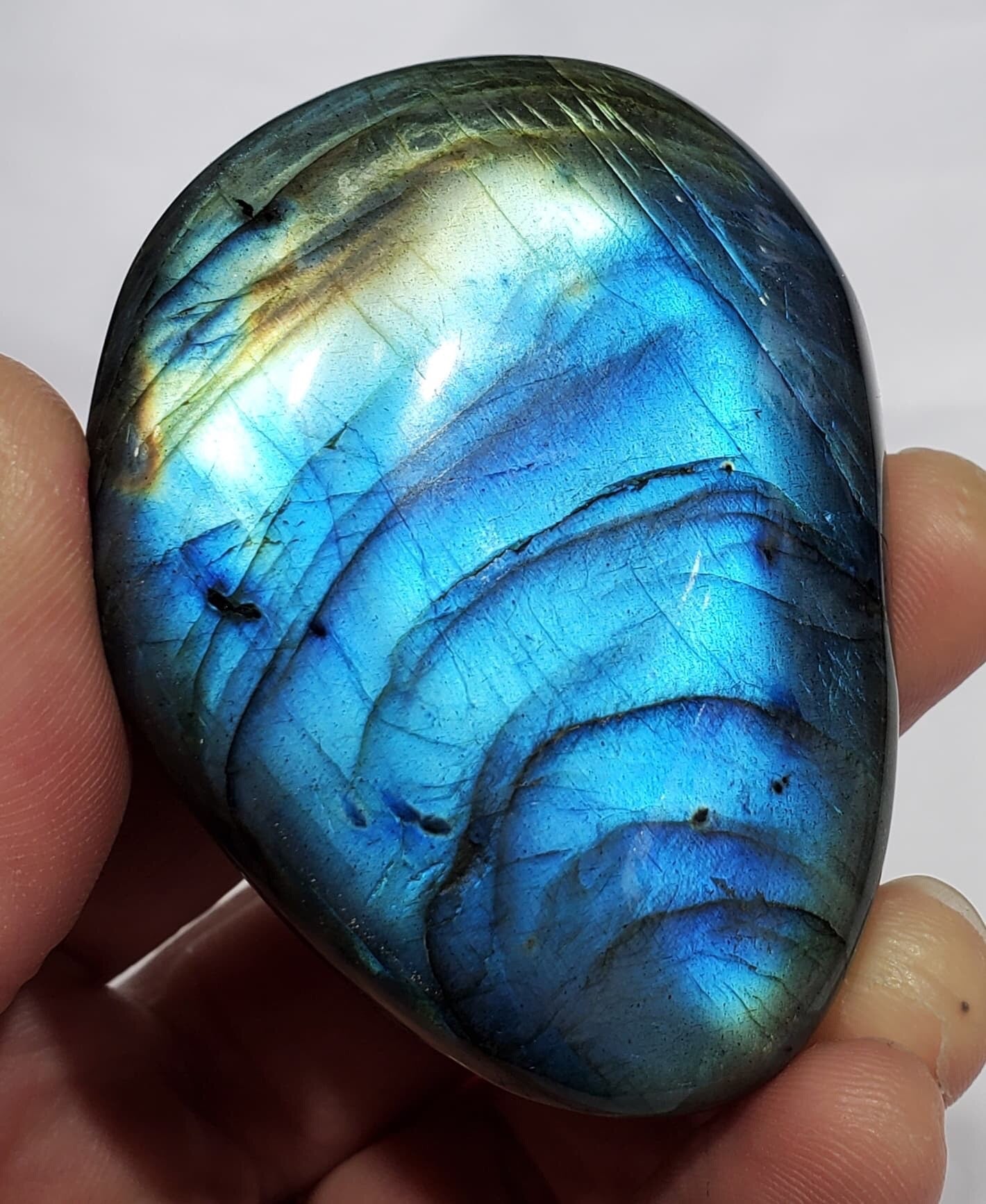 Electric Blue Labradorite Palm Stone, Madagascar