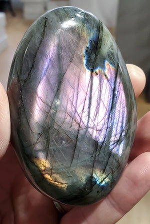 Purple-Pink Labradorite Palm Stone, Madagascar