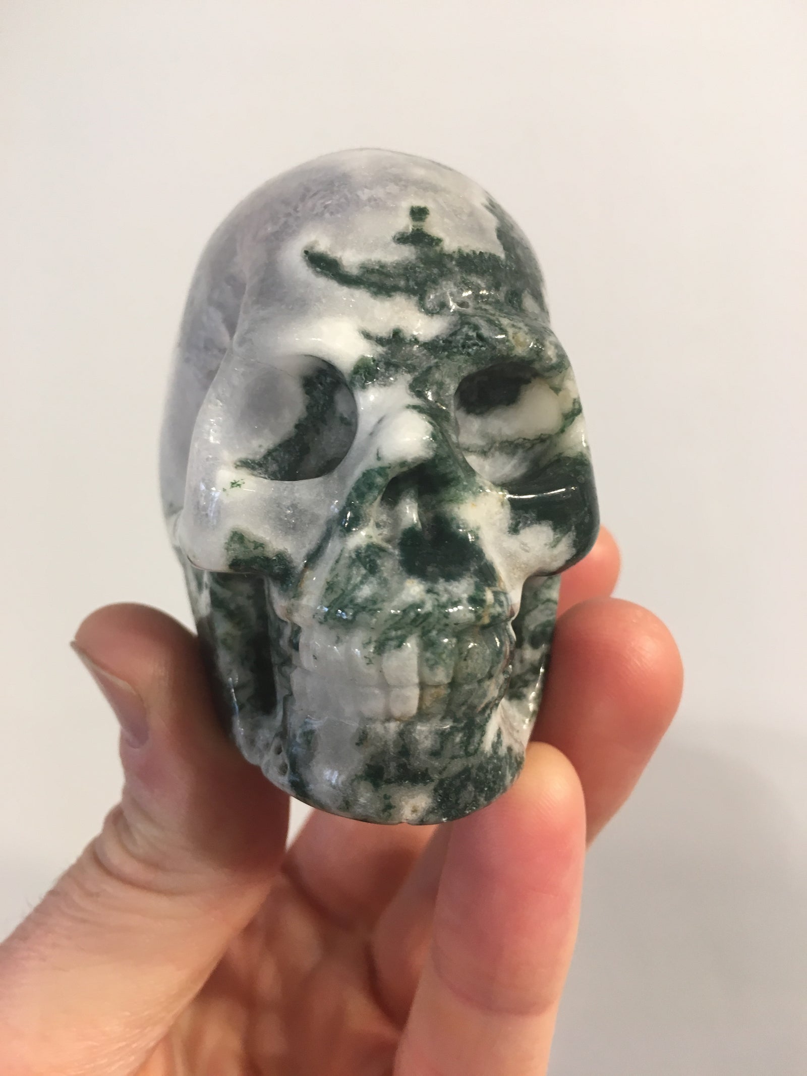 Moss Agate Skull