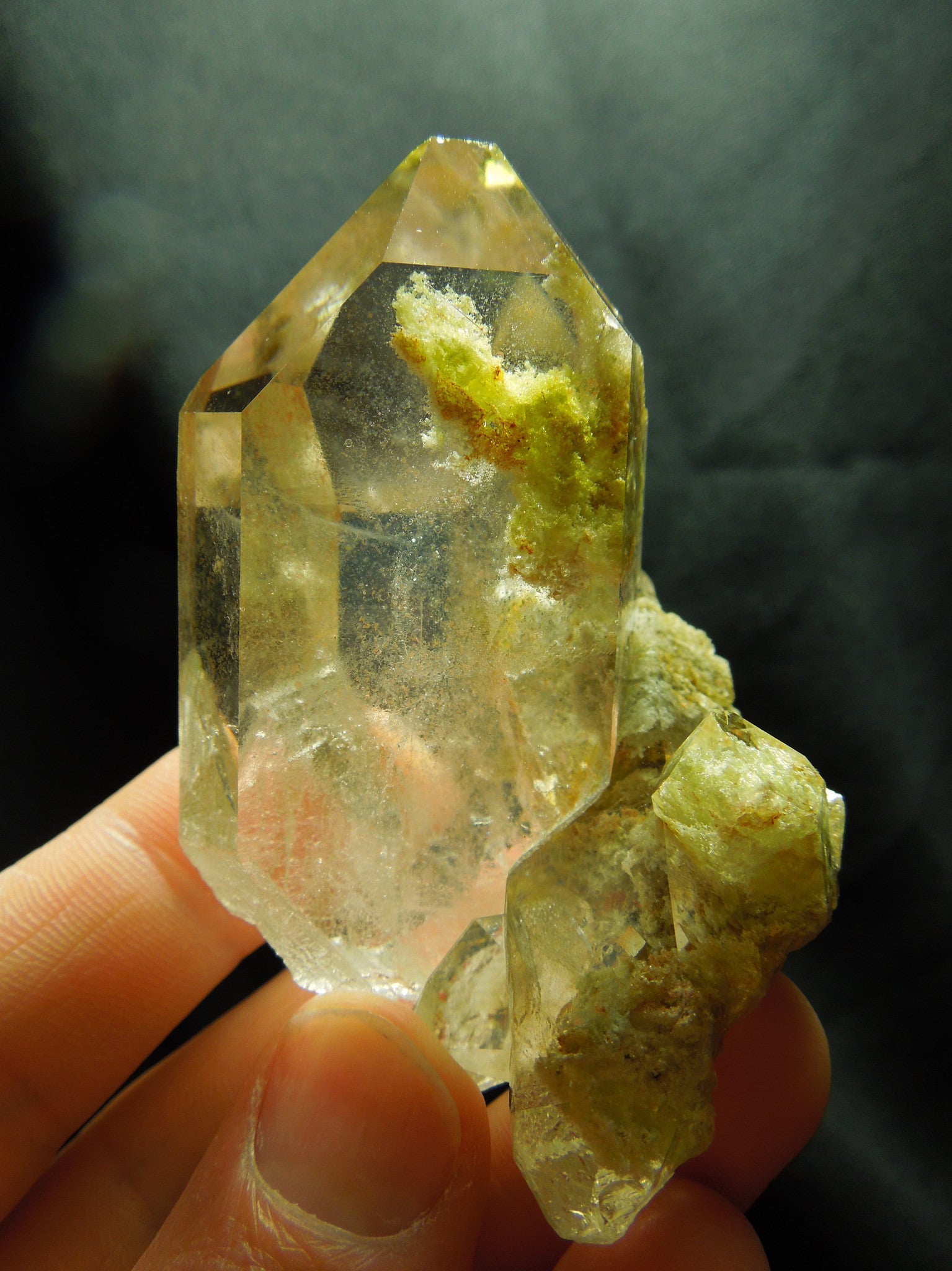 Chlorite Quartz Cluster w/ internal pyrite cube