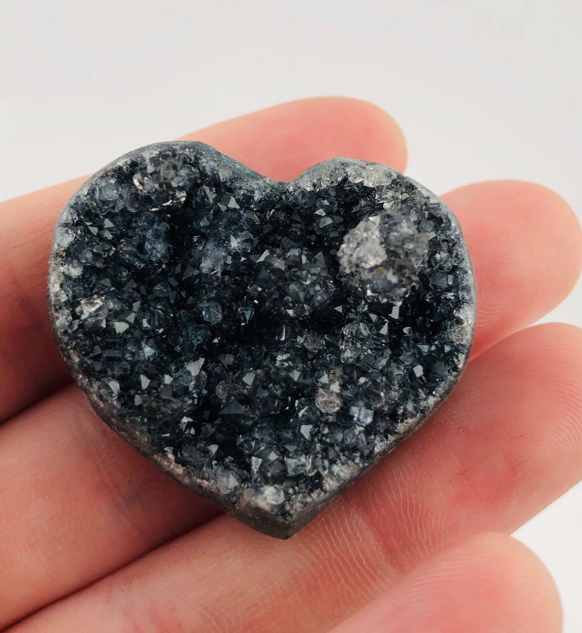 Druzy Black Amethyst Heart, Uruguay