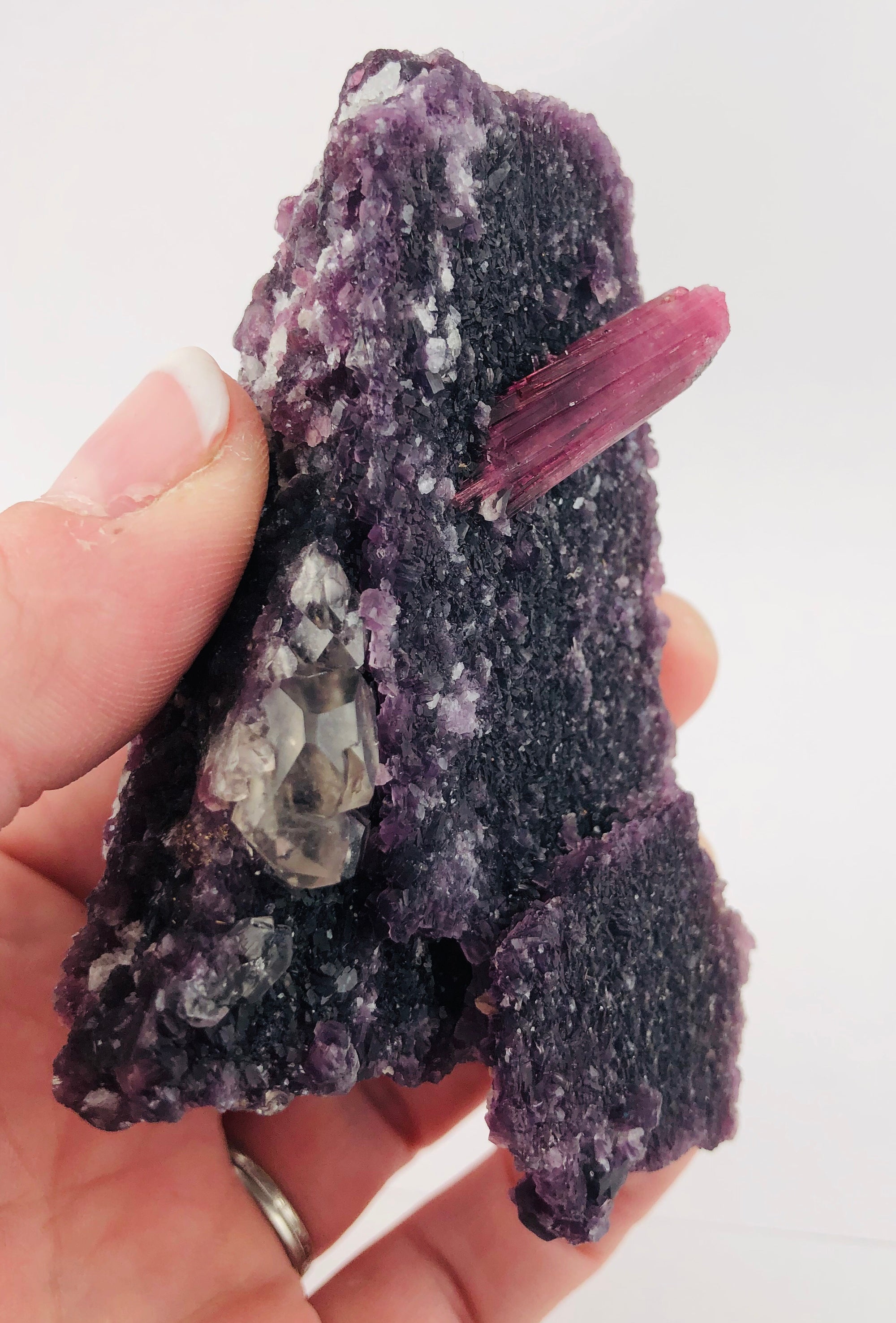 Rubellite Tourmaline on Lepidolite w/ Quartz