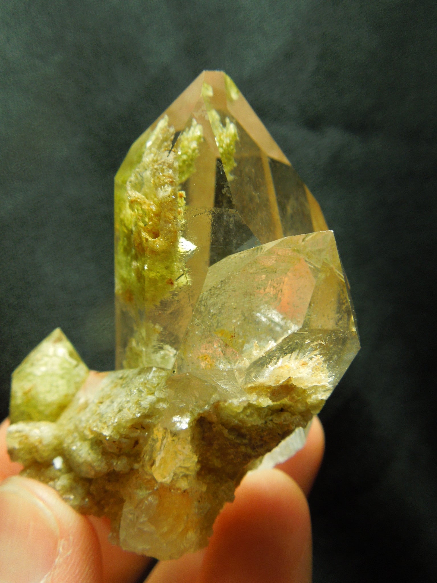 Chlorite Quartz Cluster w/ internal pyrite cube