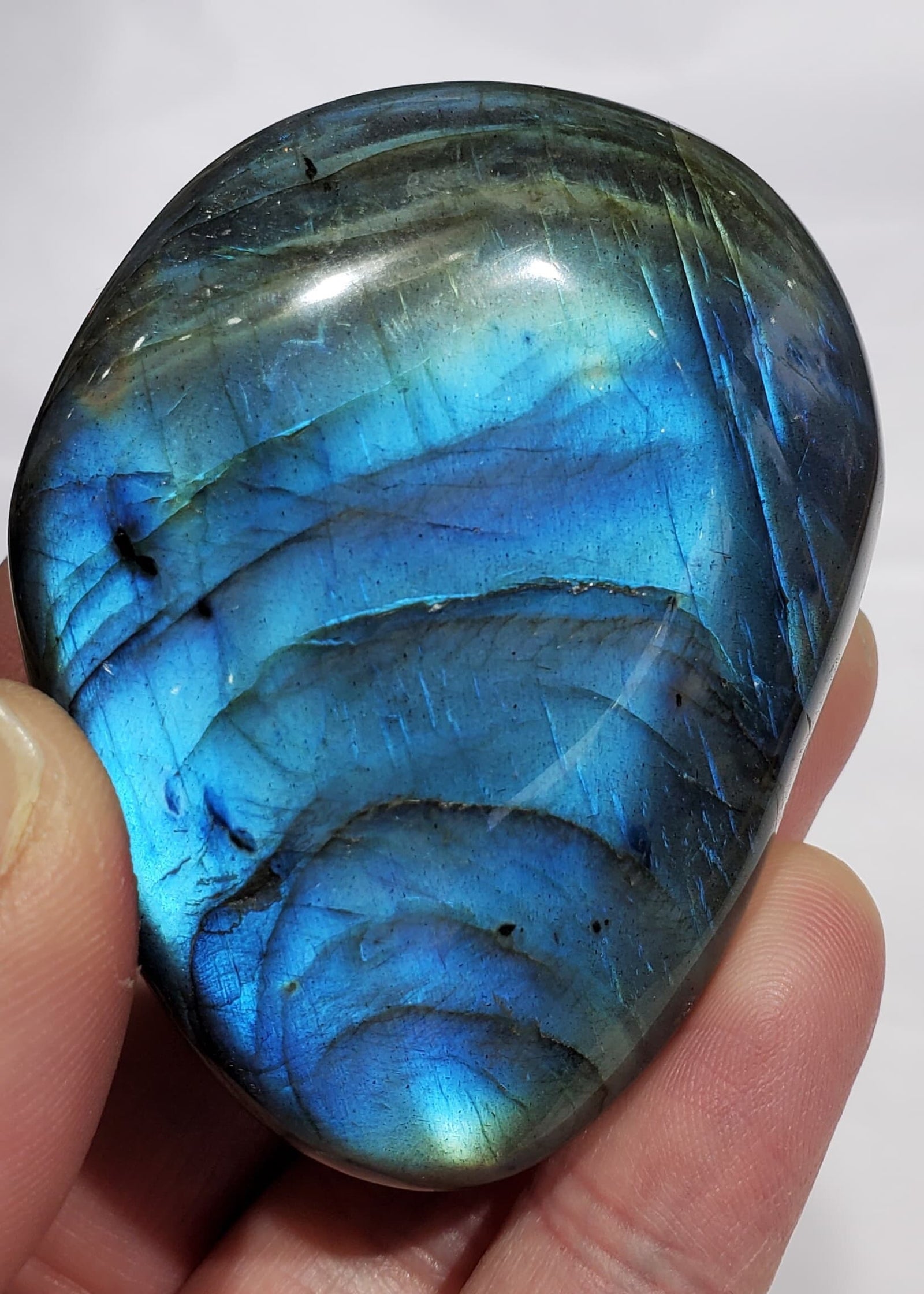 Electric Blue Labradorite Palm Stone, Madagascar